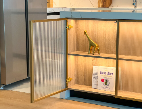 Illuminated Peninsula Kitchen